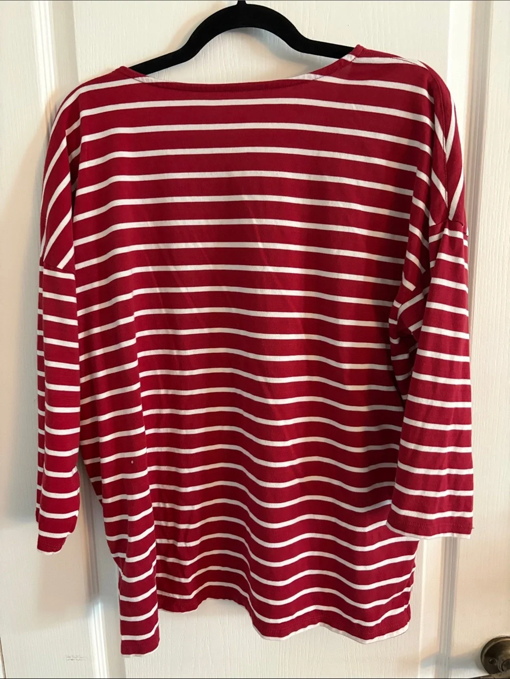 Market & Spruce Red and White Striped Long Sleeve Top